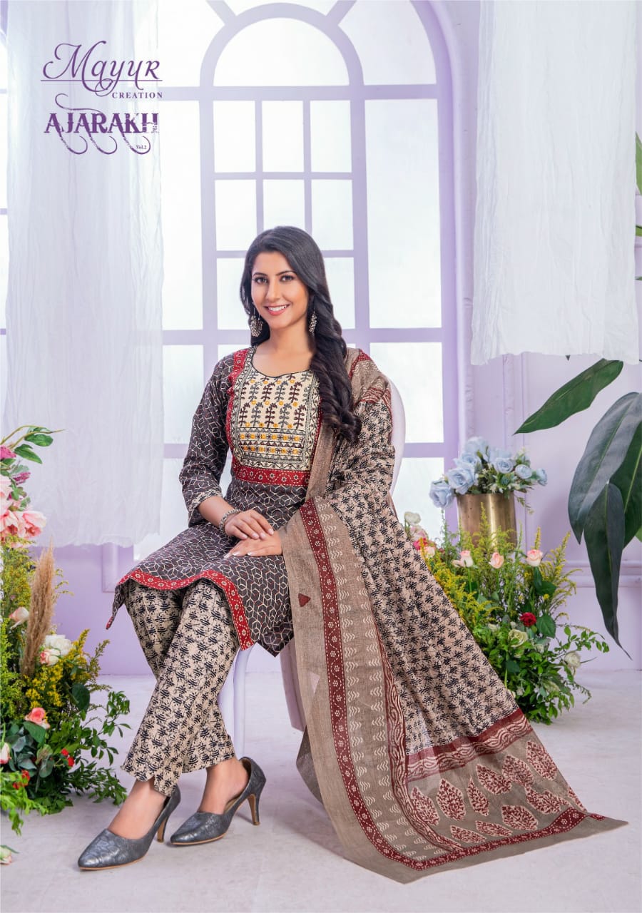 Ajarakh Vol 2 By Mayur Cotton Printed Kurti With Bottom Dupatta Wholesale Clothing Suppliers In India
